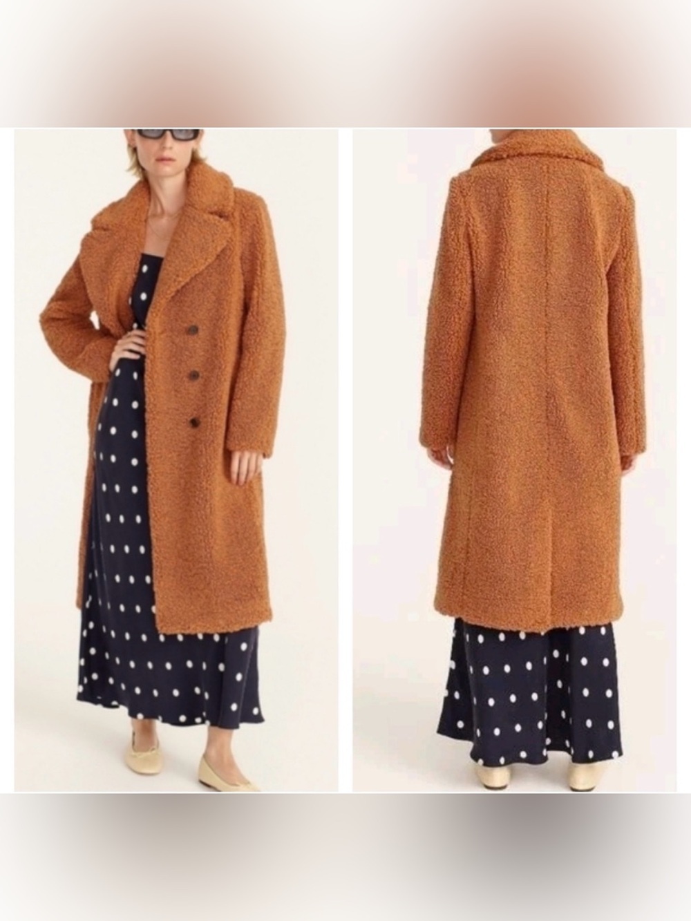 J. Crew Teddy Sherpa Double Breasted Coat ✨Adobe Clay